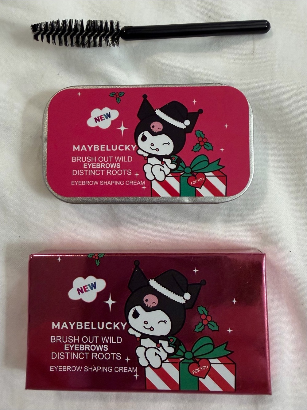 Maybelucky Eyebrow Shaping Cream with Brush Holiday Character Tin